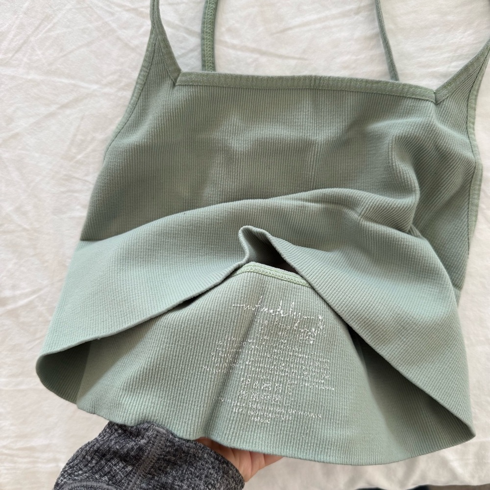 Free People Bundle - Spaghetti Straps Cropped Bra Tops Sage Green + Mauve Brown - Picture 4 of 12